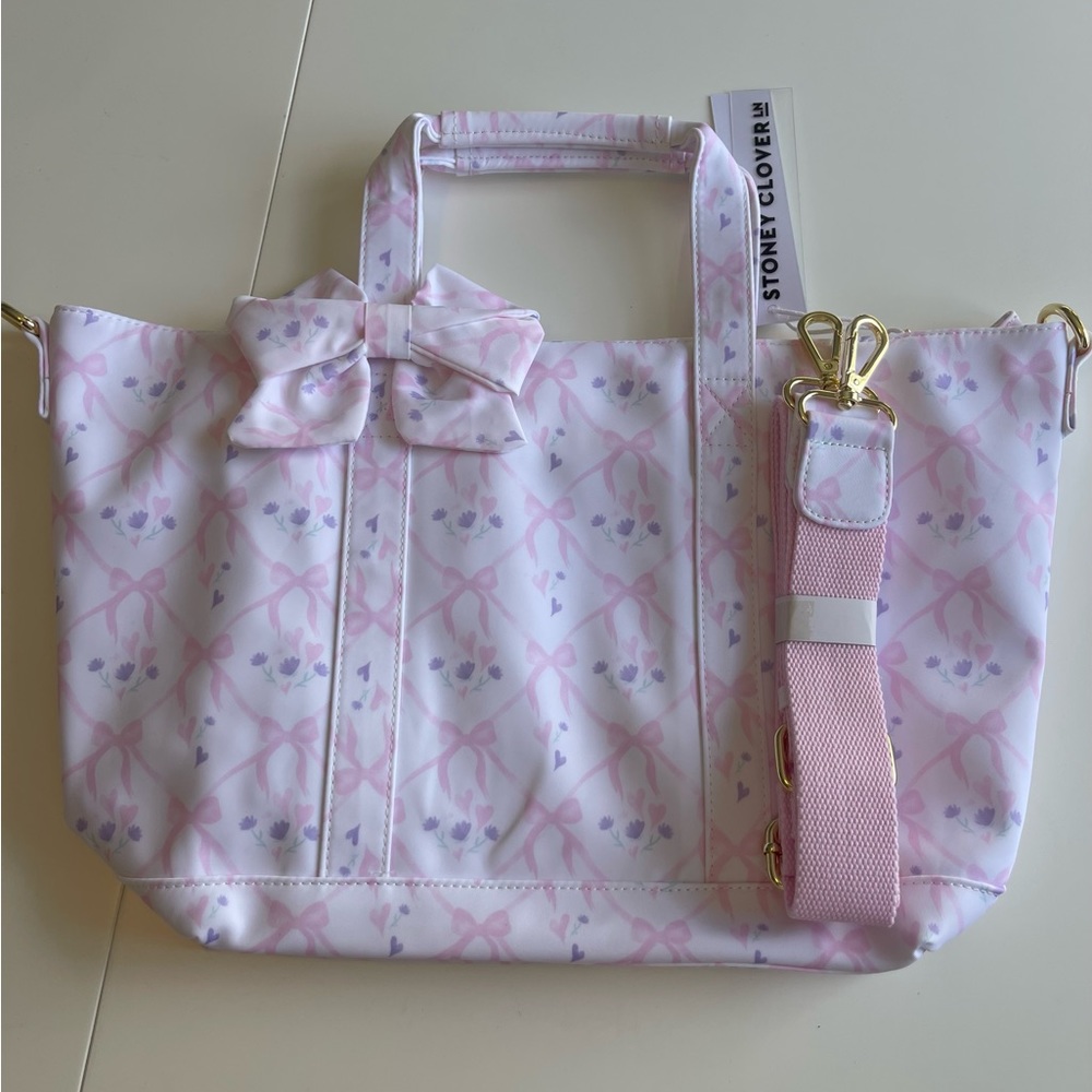 NWT Stoney Clover Lane High Tea Mini Tote with Bow in Sugar Cube